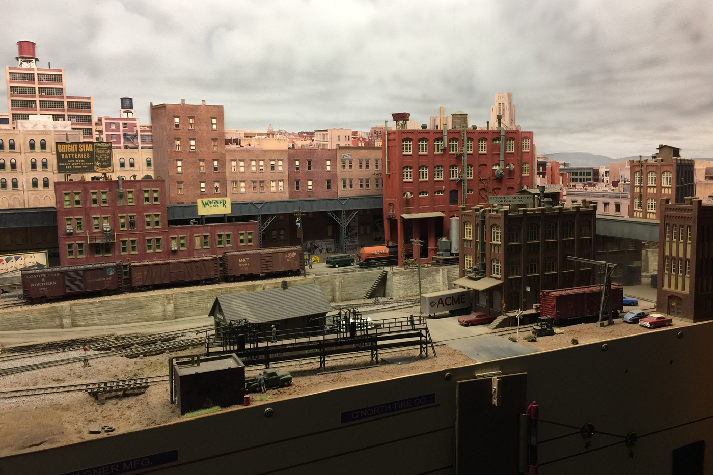 A city scene from Dick Trotter's HO scale model railroad layout.